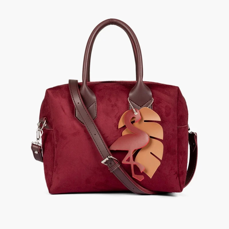 Burgundy suede mini bowling bag