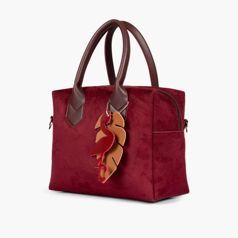 Burgundy suede mini bowling bag