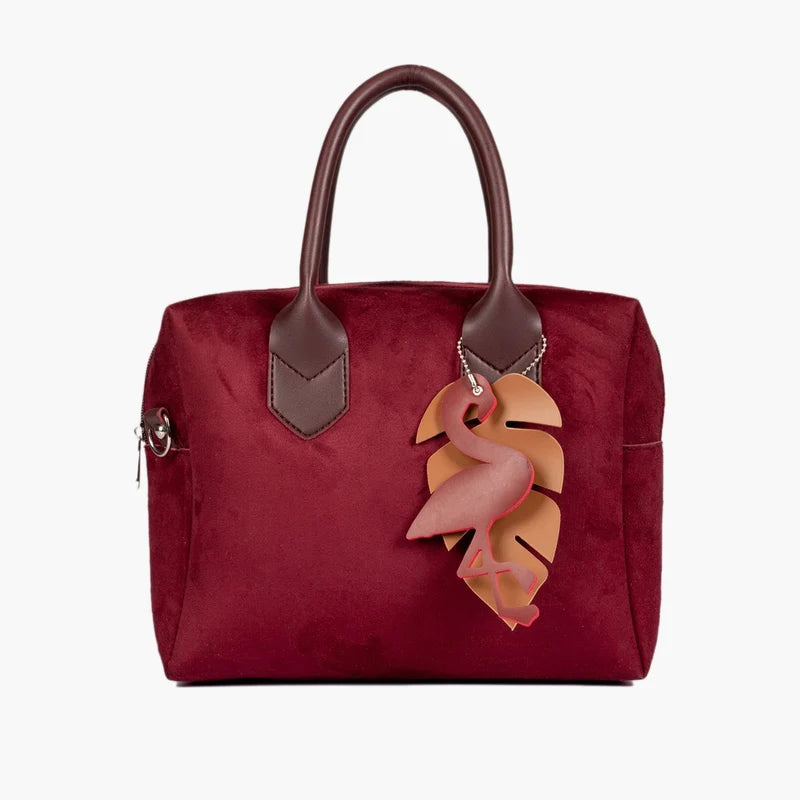 Burgundy suede mini bowling bag